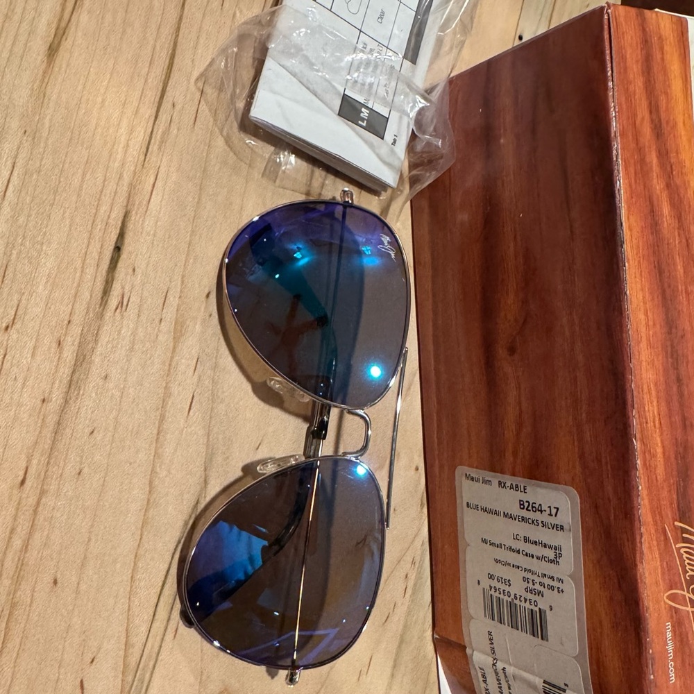 Maui Jim Mavericks Silver Aviator Sunglasses